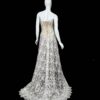 Back view of the Marble Lace gown, displaying the detailed lace pattern and slender straps.