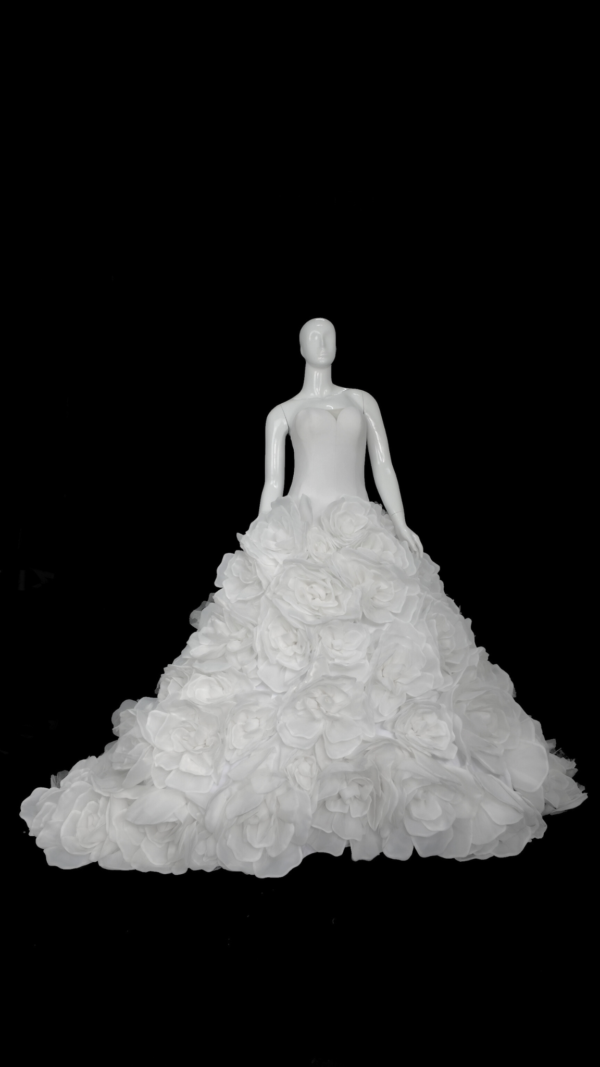 flower bridal ball gown white